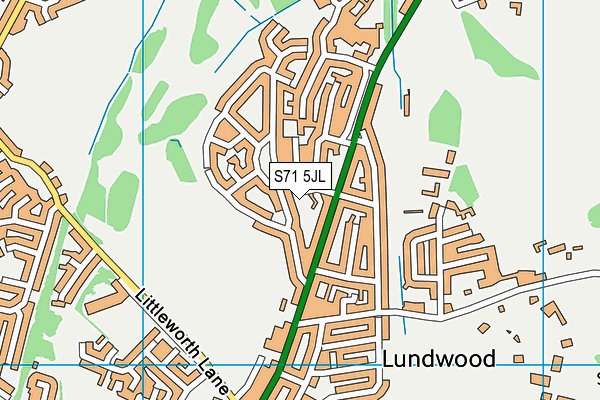 S71 5JL map - OS VectorMap District (Ordnance Survey)