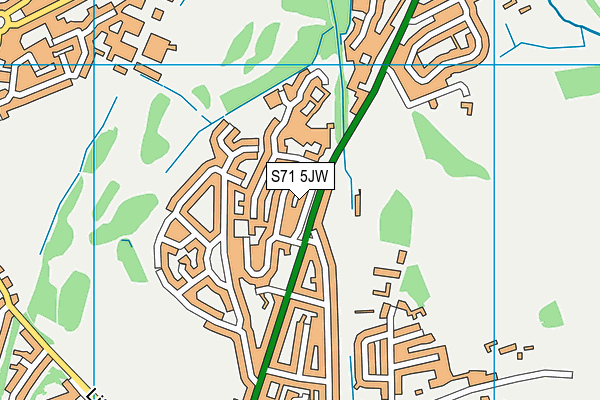 S71 5JW map - OS VectorMap District (Ordnance Survey)