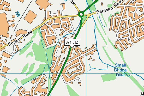 S71 5JZ map - OS VectorMap District (Ordnance Survey)