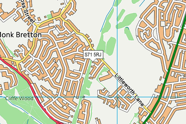 S71 5RJ map - OS VectorMap District (Ordnance Survey)