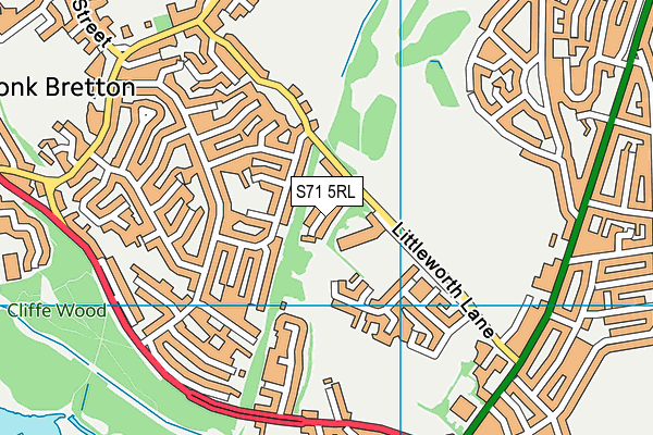 S71 5RL map - OS VectorMap District (Ordnance Survey)
