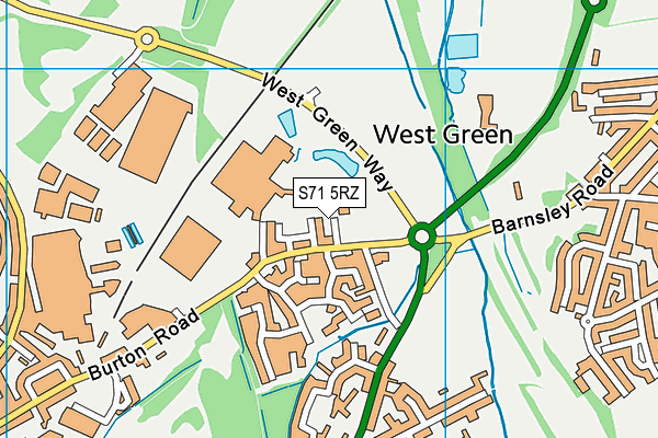S71 5RZ map - OS VectorMap District (Ordnance Survey)