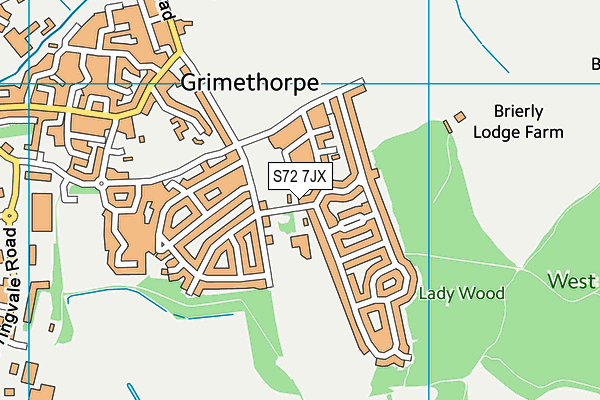 Ladywood Primary School map (S72 7JX) - OS VectorMap District (Ordnance Survey)