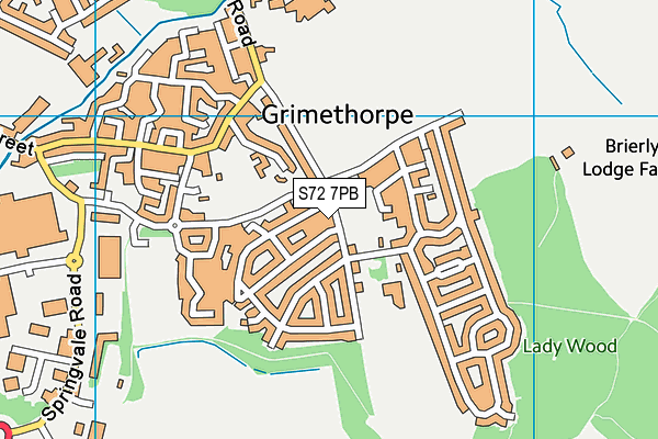 S72 7PB map - OS VectorMap District (Ordnance Survey)