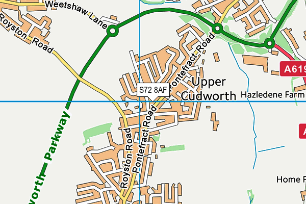 S72 8AF map - OS VectorMap District (Ordnance Survey)