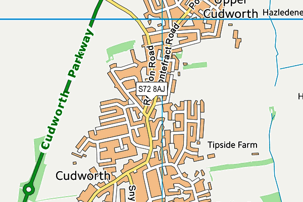 S72 8AJ map - OS VectorMap District (Ordnance Survey)