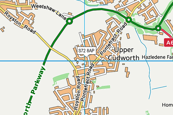 S72 8AP map - OS VectorMap District (Ordnance Survey)