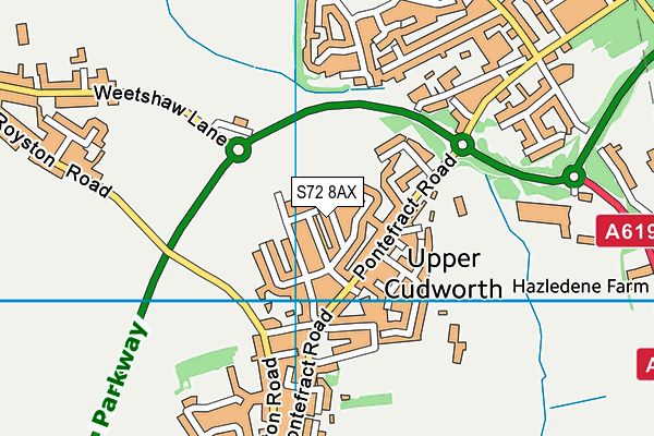 S72 8AX map - OS VectorMap District (Ordnance Survey)