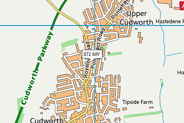 S72 8AY map - OS VectorMap District (Ordnance Survey)