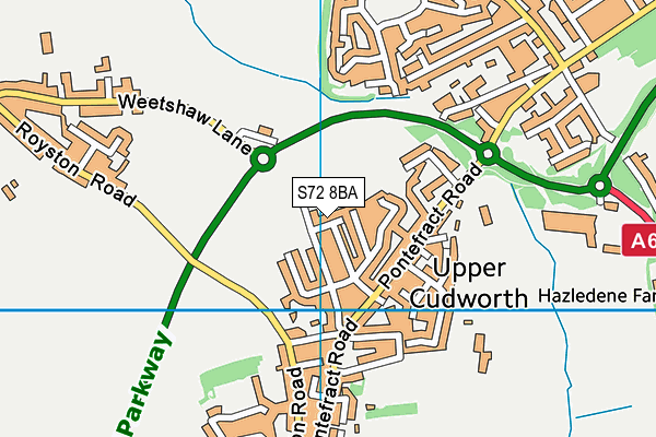 S72 8BA map - OS VectorMap District (Ordnance Survey)