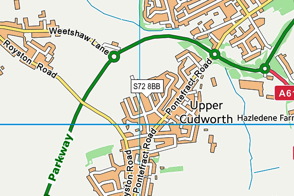 S72 8BB map - OS VectorMap District (Ordnance Survey)