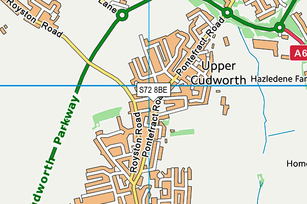 S72 8BE map - OS VectorMap District (Ordnance Survey)