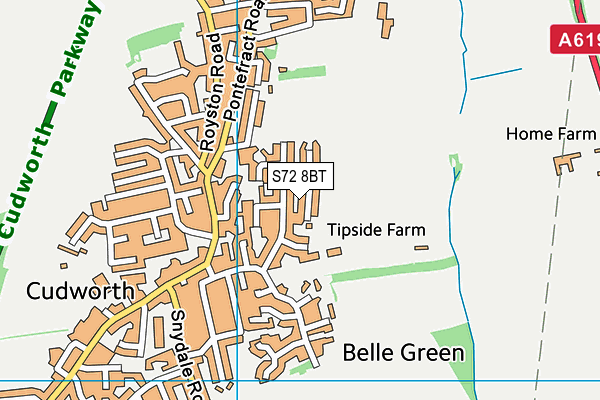 S72 8BT map - OS VectorMap District (Ordnance Survey)