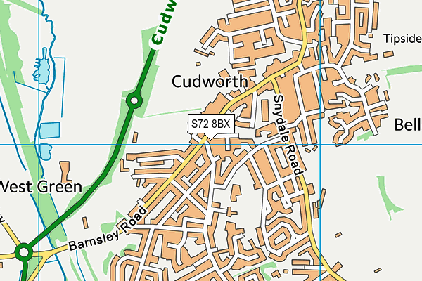 S72 8BX map - OS VectorMap District (Ordnance Survey)