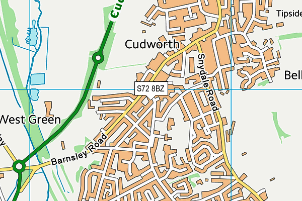 S72 8BZ map - OS VectorMap District (Ordnance Survey)