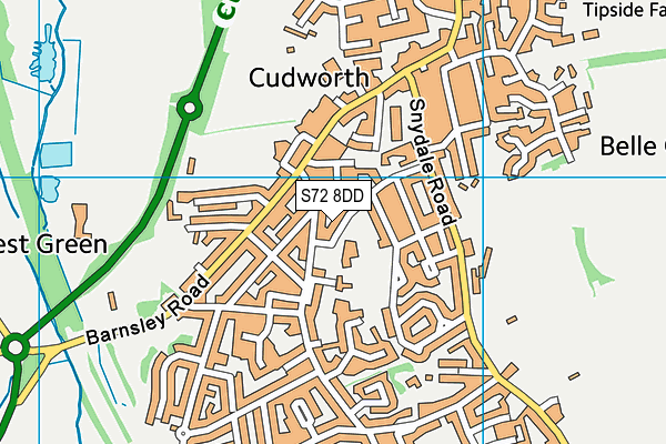 S72 8DD map - OS VectorMap District (Ordnance Survey)