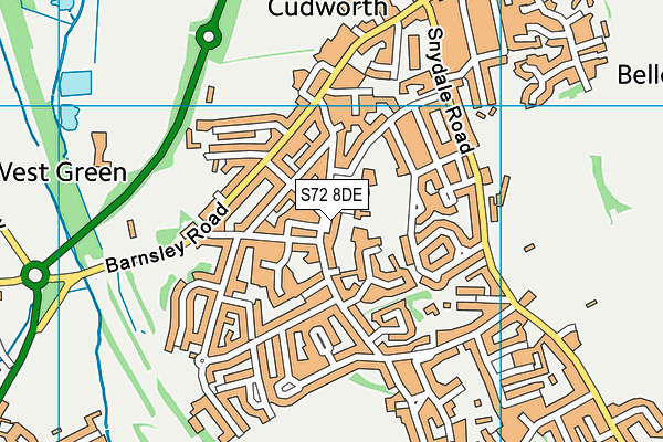 S72 8DE map - OS VectorMap District (Ordnance Survey)