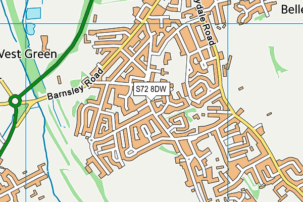 S72 8DW map - OS VectorMap District (Ordnance Survey)