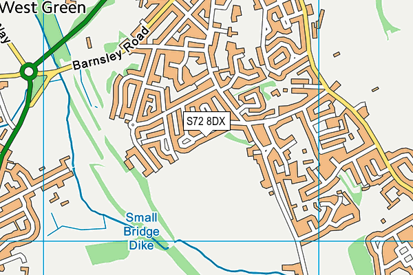 S72 8DX map - OS VectorMap District (Ordnance Survey)