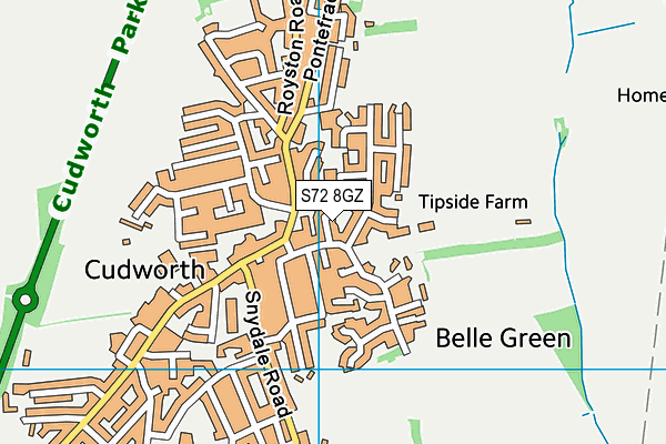 S72 8GZ map - OS VectorMap District (Ordnance Survey)