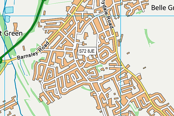 S72 8JE map - OS VectorMap District (Ordnance Survey)
