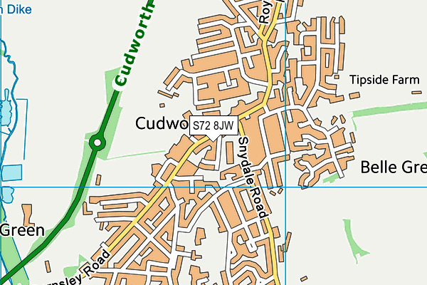 S72 8JW map - OS VectorMap District (Ordnance Survey)