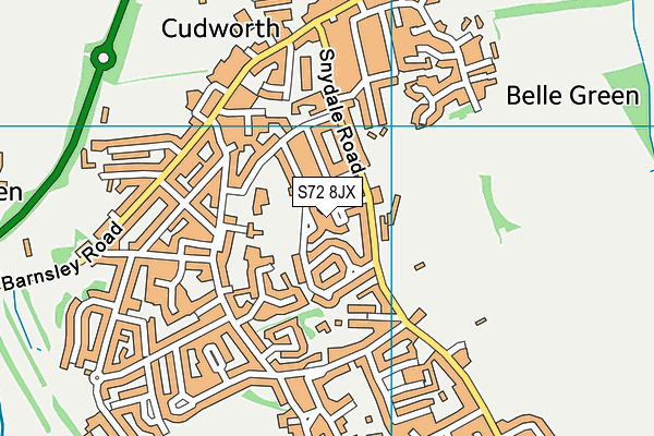 S72 8JX map - OS VectorMap District (Ordnance Survey)