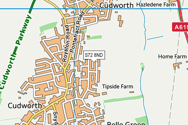 S72 8ND map - OS VectorMap District (Ordnance Survey)