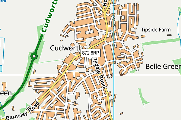 S72 8RP map - OS VectorMap District (Ordnance Survey)