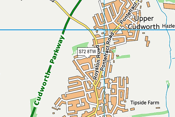 S72 8TW map - OS VectorMap District (Ordnance Survey)