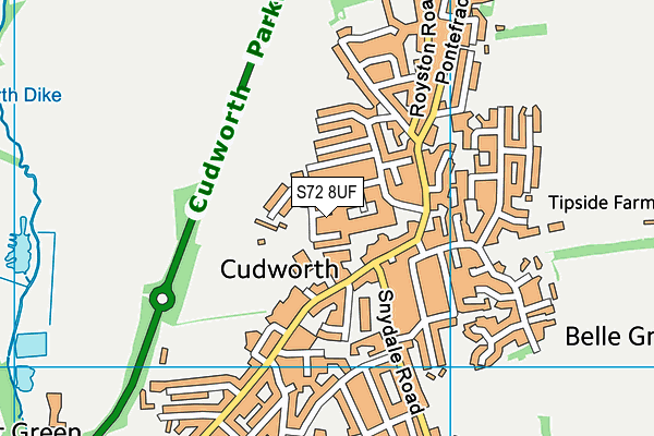 S72 8UF map - OS VectorMap District (Ordnance Survey)