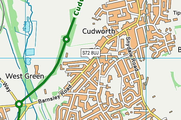 S72 8UJ map - OS VectorMap District (Ordnance Survey)