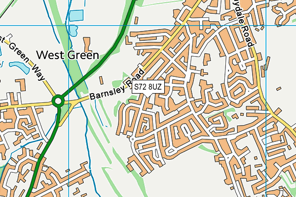 S72 8UZ map - OS VectorMap District (Ordnance Survey)