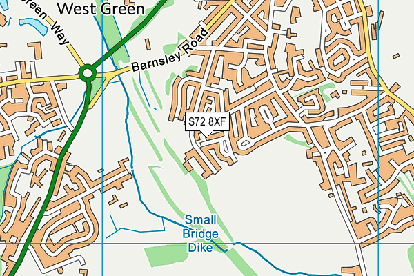 S72 8XF map - OS VectorMap District (Ordnance Survey)