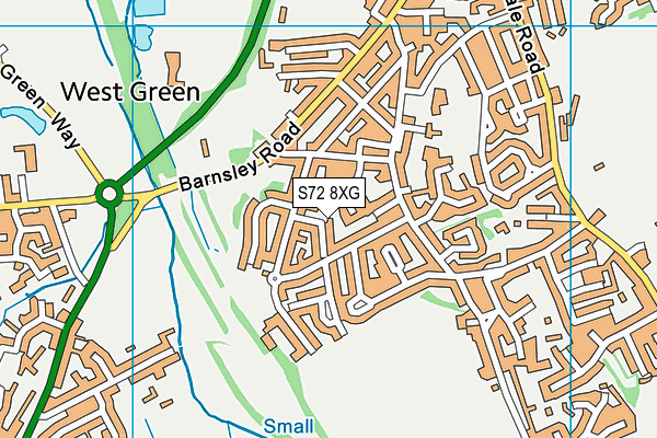 S72 8XG map - OS VectorMap District (Ordnance Survey)