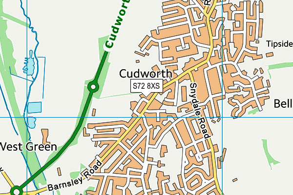 S72 8XS map - OS VectorMap District (Ordnance Survey)