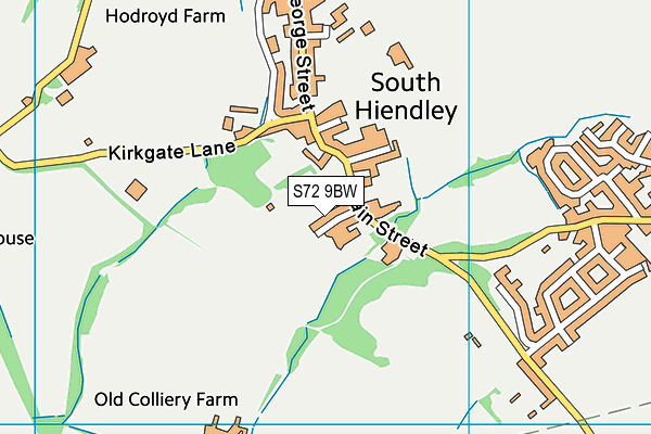 S72 9BW map - OS VectorMap District (Ordnance Survey)