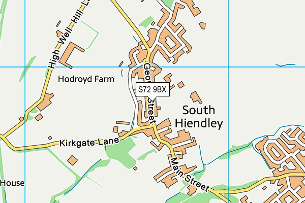 S72 9BX map - OS VectorMap District (Ordnance Survey)