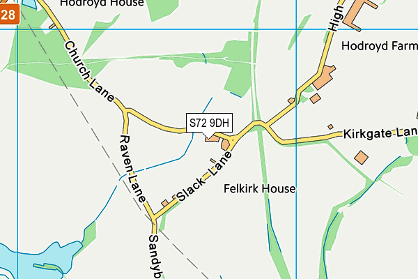 S72 9DH map - OS VectorMap District (Ordnance Survey)