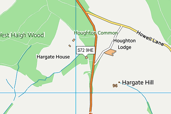 S72 9HE map - OS VectorMap District (Ordnance Survey)