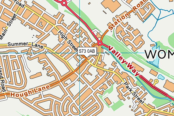 S73 0AB map - OS VectorMap District (Ordnance Survey)