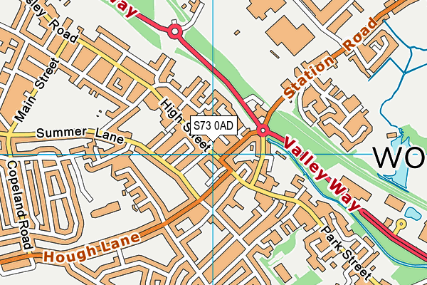 S73 0AD map - OS VectorMap District (Ordnance Survey)