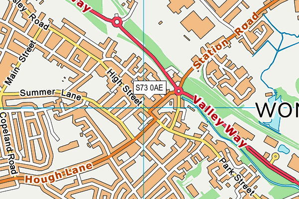 S73 0AE map - OS VectorMap District (Ordnance Survey)