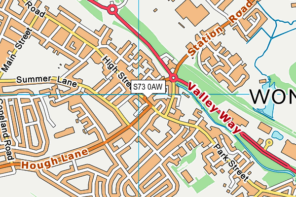 S73 0AW map - OS VectorMap District (Ordnance Survey)