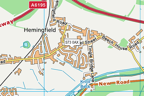 S73 0AX map - OS VectorMap District (Ordnance Survey)