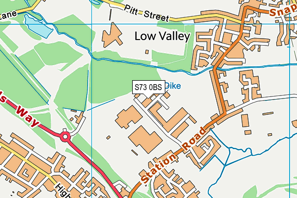 S73 0BS map - OS VectorMap District (Ordnance Survey)