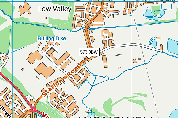 S73 0BW map - OS VectorMap District (Ordnance Survey)