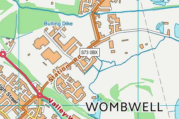 S73 0BX map - OS VectorMap District (Ordnance Survey)