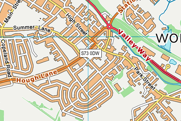 S73 0DW map - OS VectorMap District (Ordnance Survey)