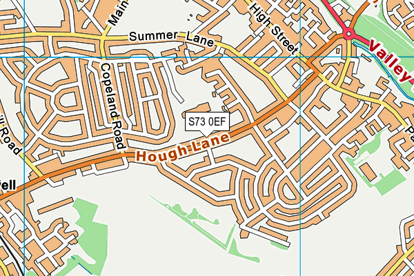 S73 0EF map - OS VectorMap District (Ordnance Survey)